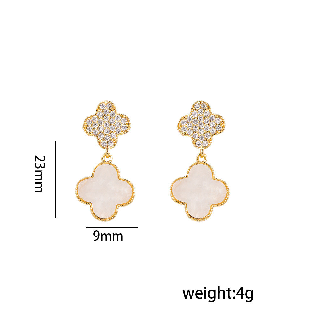 Set collana di lusso in acciaio al titanio geometrico con dettagli in strass micro-pavé e catena a maglie ovali per donna