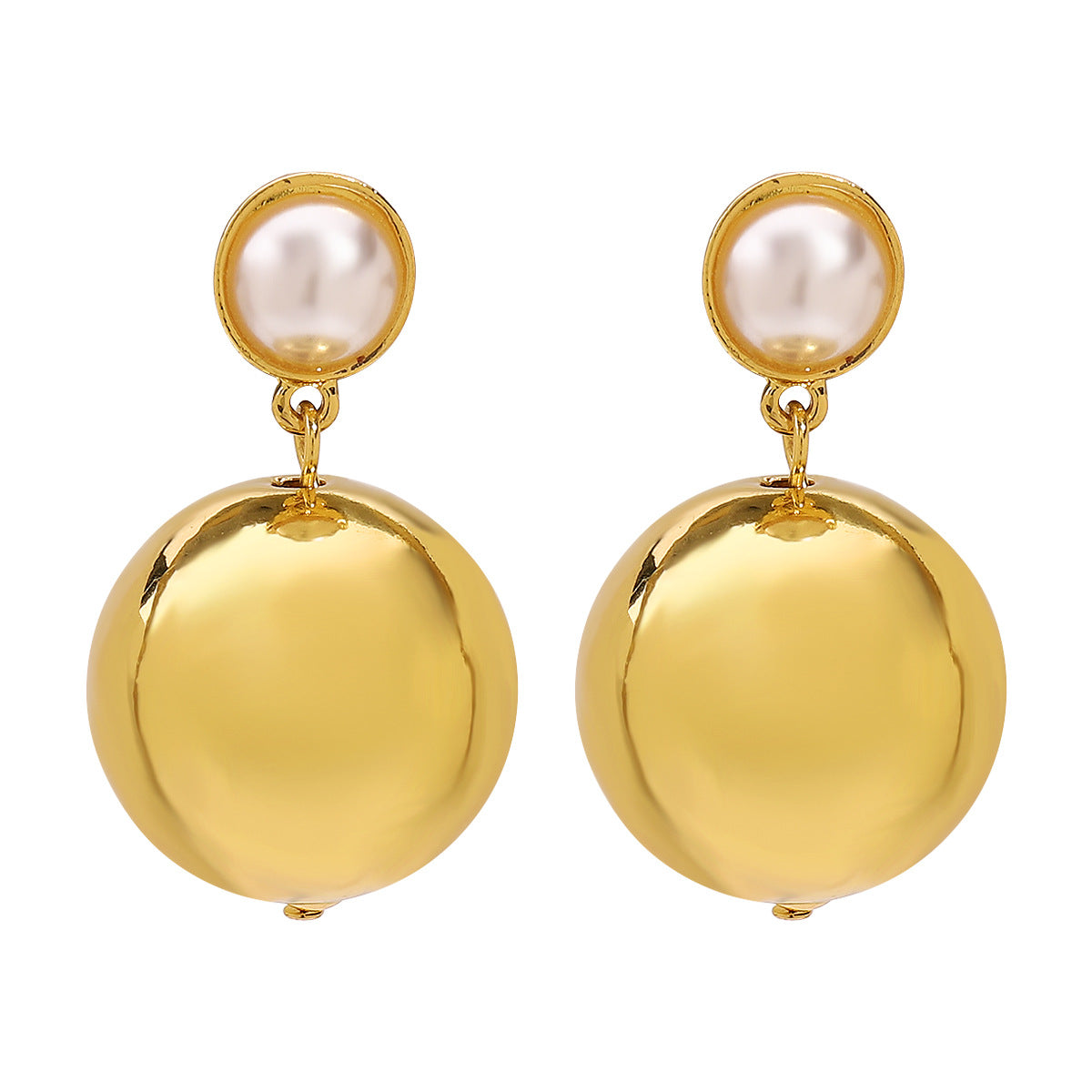 Elegantes Aretes Geométricos de Perlas para Mujer con Acabado Bañado, Joyería Moderna y Versátil para el Día a Día