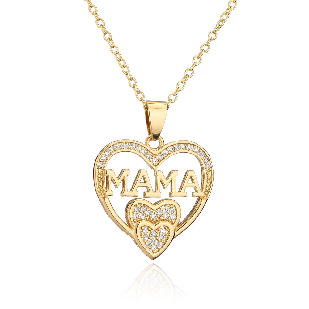 Minimalist Heart-Shaped Copper Pendant Necklace with 18K Gold Plating and Zircon Inlay for Women