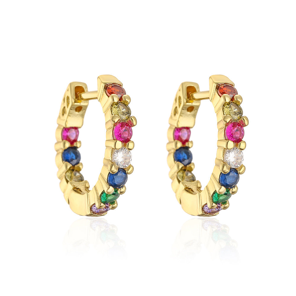 Fashion Irregular Geometric Cubic Zirconia Gold Plated Brass Earrings for Women