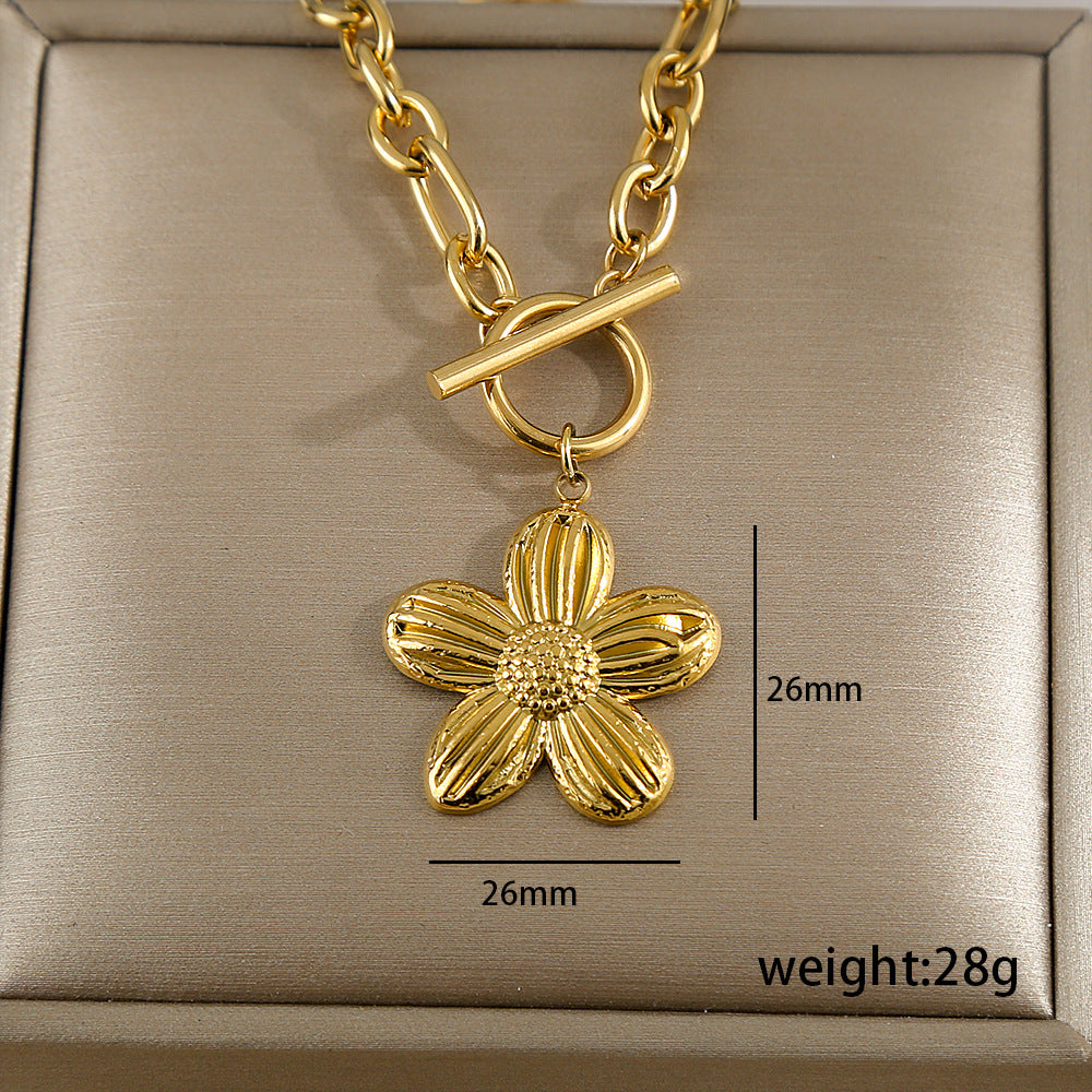 Collana con Pendente a Cuore Irregolare Geometrico in Acciaio Inox Placcato Oro 18K da Donna