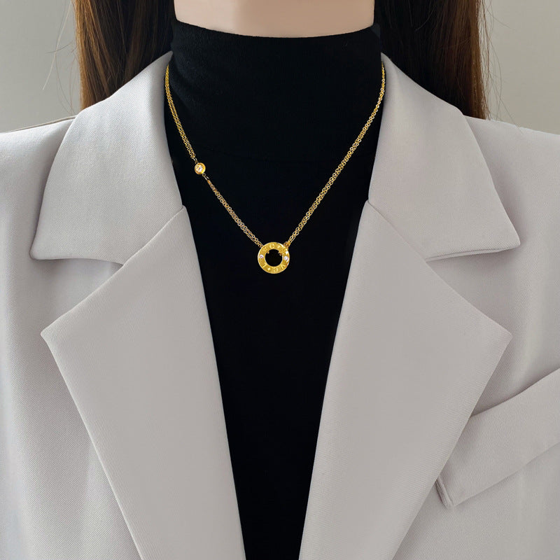 Minimalist Titanium Steel O-Shape LOVE Pendant Collar Chain for Unisex