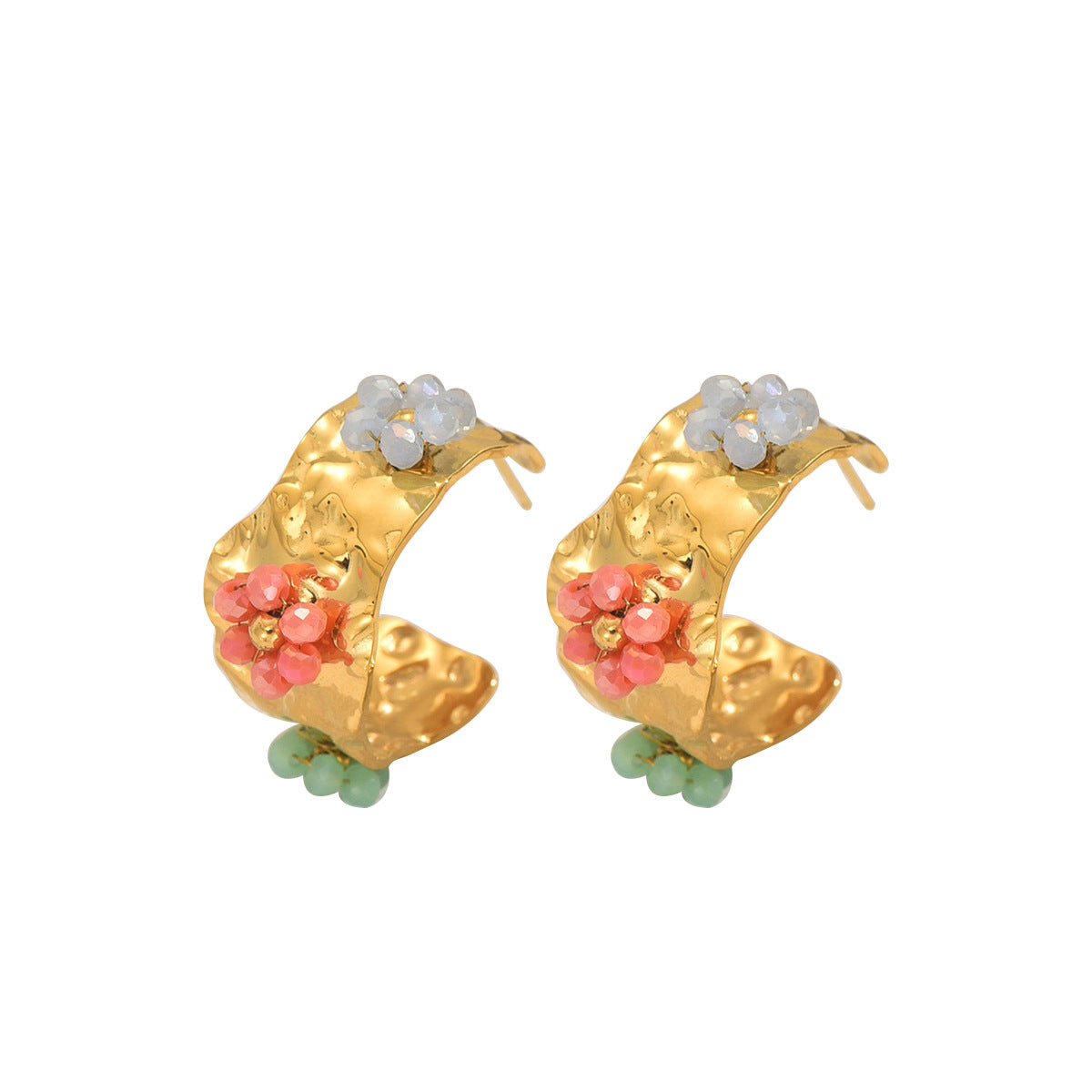 Pendientes Geométricos Florales Vintage de Cobre con Incrustaciones de Circonita para Mujer, Poste de Acero Inoxidable