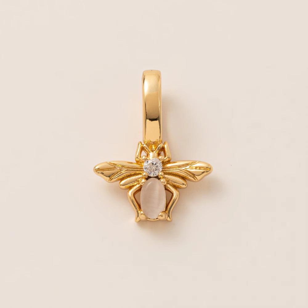 Minimalist Luxury 18K Gold Plated Brass Insect Butterfly Pendant with Cubic Zirconia Charm Bar for Unisex