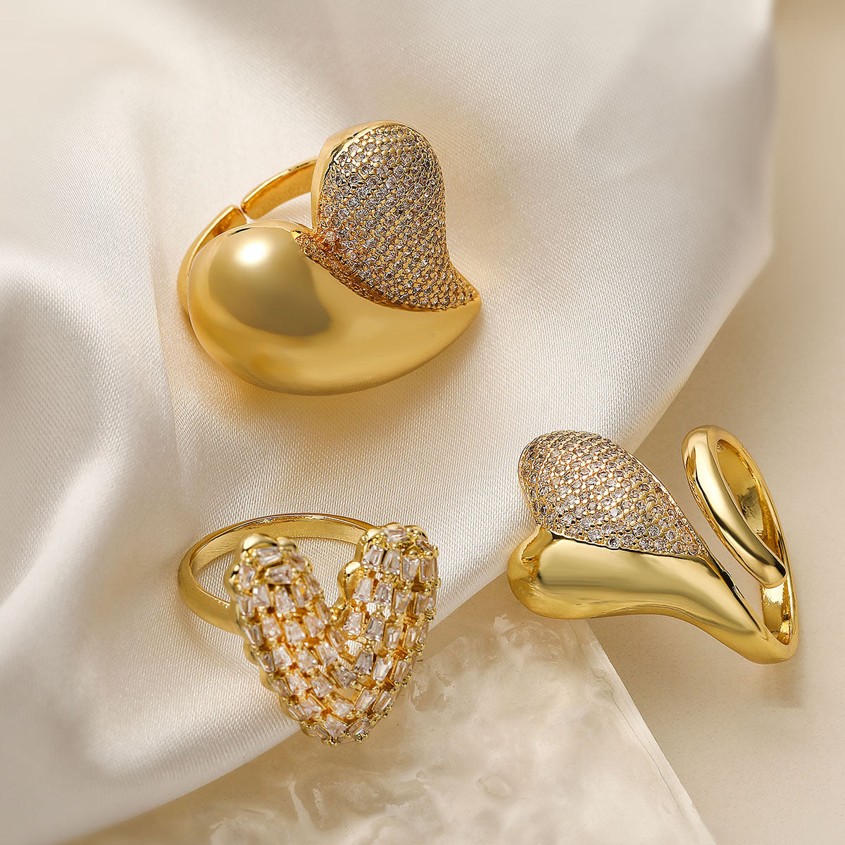 Anello in Rame Geometrico Minimalista alla Moda con Zirconia Micro-Pavé da Donna