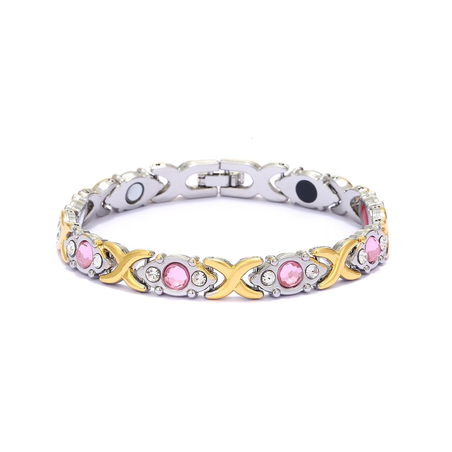 Bracciale regolabile da donna in lega placcata con strass a goccia, stile lusso minimalista