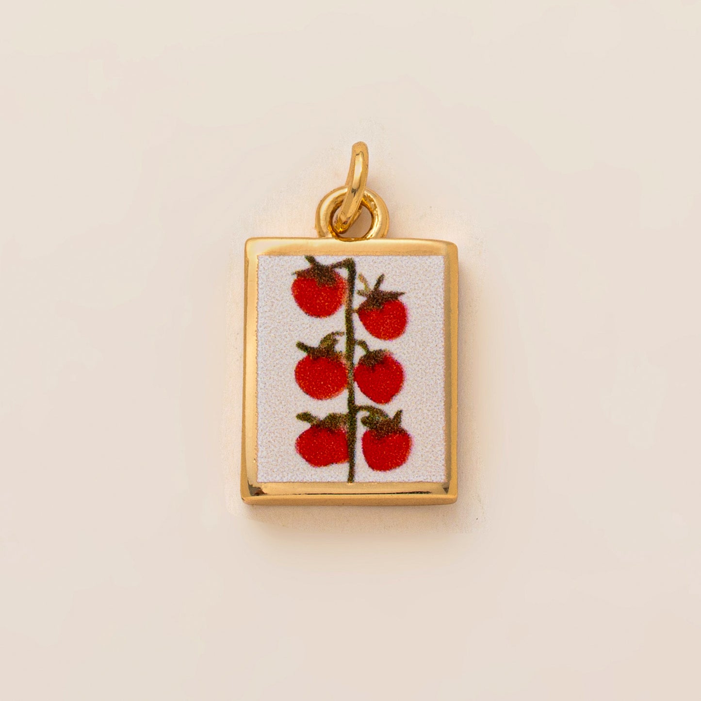 Hand-painted Heart Brass Charm Bar Pendant