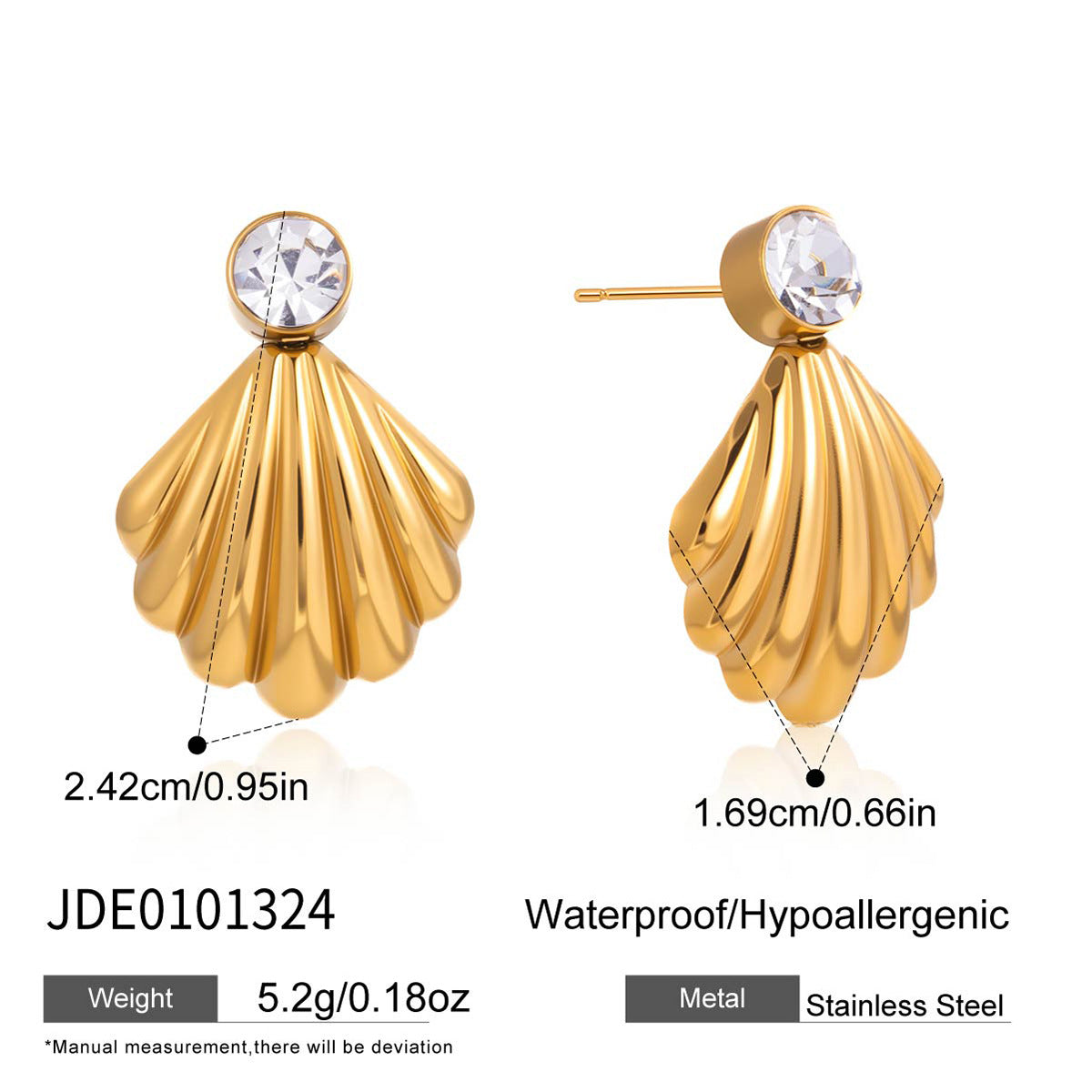 Minimalist Luxury Geometric Titanium Steel Earrings with Cubic Zirconia PVD Plated