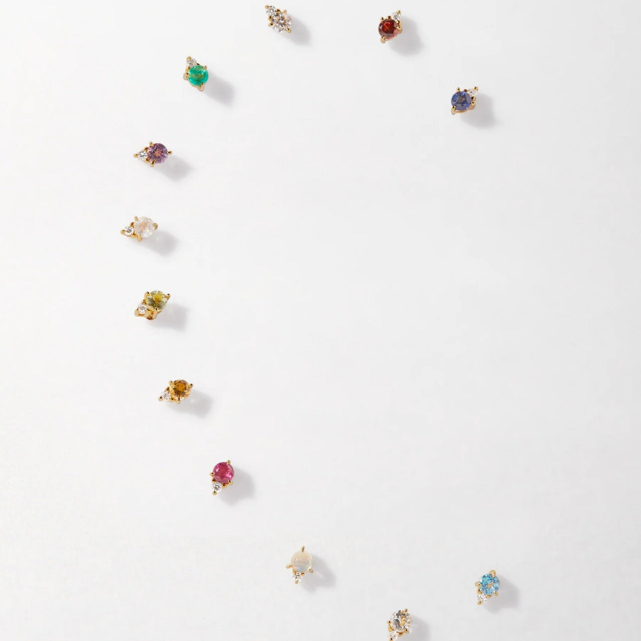 Minimalist Geometric Titanium Steel Gold-Plated Birthstone Stud Earrings with Zircon for December, Stainless Steel Post