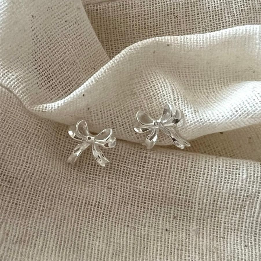Minimalist Bow Knot Stud Earrings for Women in 925 Sterling Silver with Gold Plating