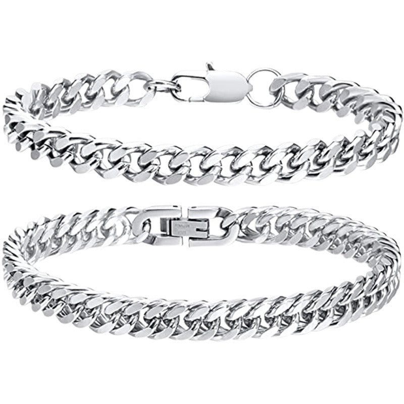 Bracciale geometrico da uomo in acciaio inossidabile con finitura lucida