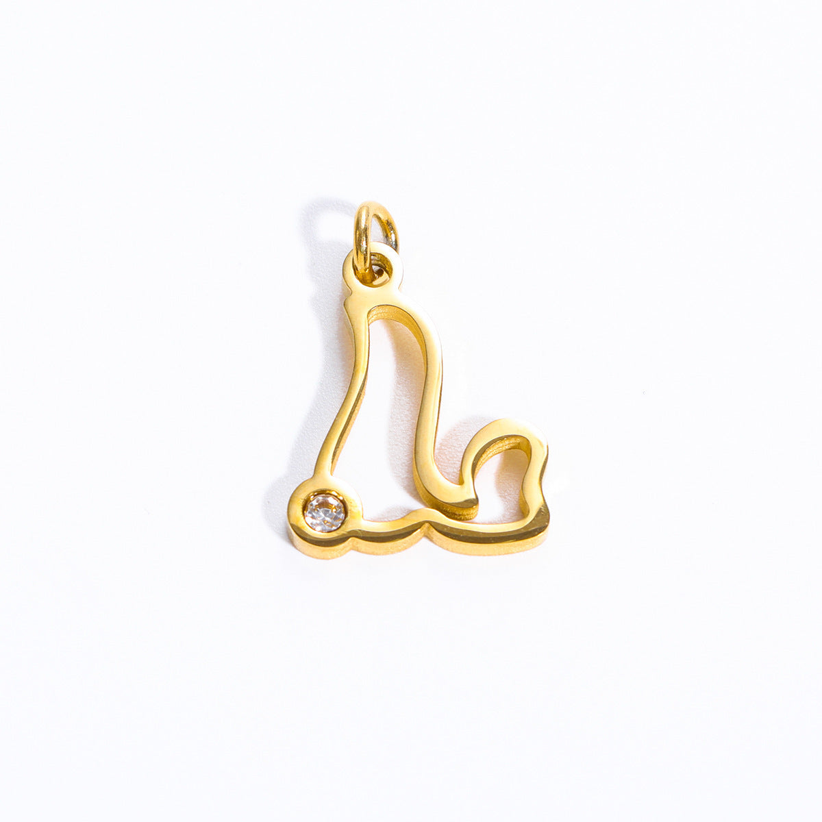 Sweet Stainless Steel Letter Pendant Necklace with Pearl and Cubic Zirconia