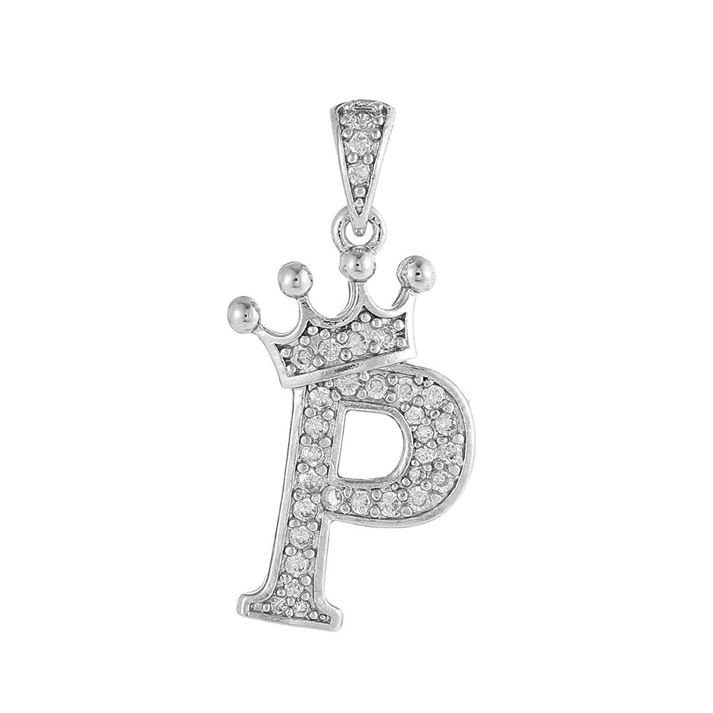 Silver Plated Brass Cubic Zirconia Inlaid Letter Charm Bar for DIY Necklace Bracelet