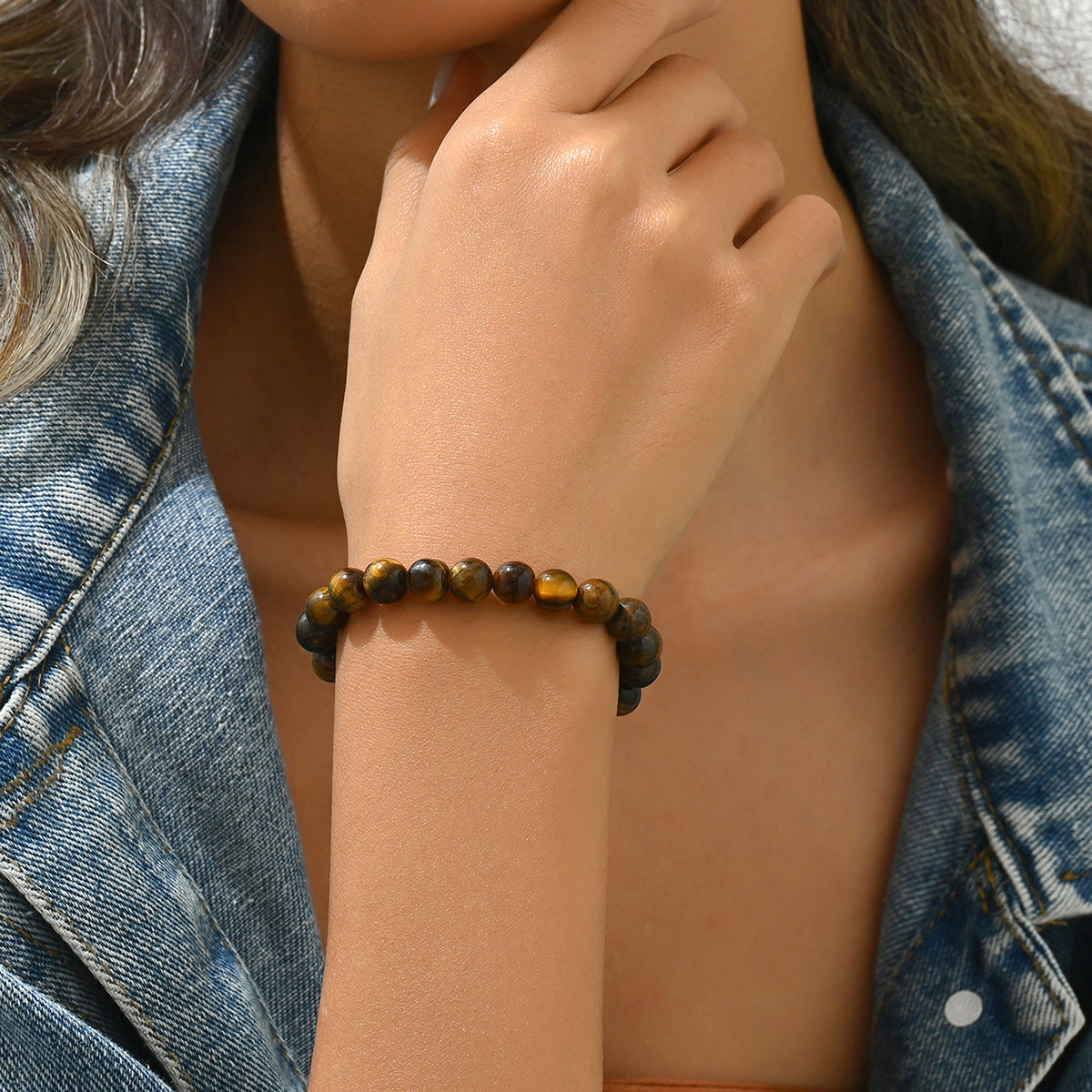 Retro Minimalist Geometric Braided Bracelet for Men and Women Handmade Natural Stone Beaded Wristband