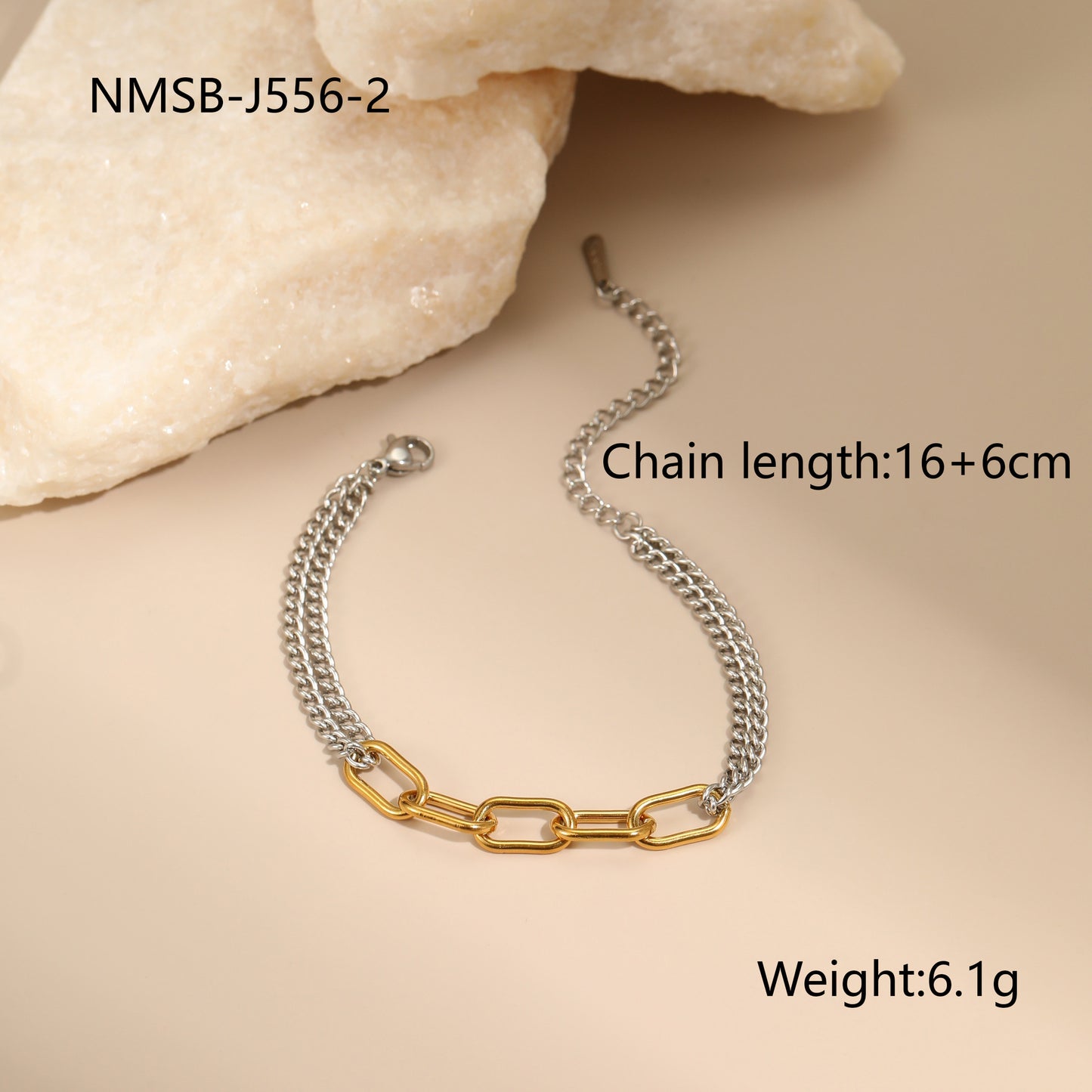 Collar de acero inoxidable con diseño geométrico y cadena chapada en oro y plata para mujer