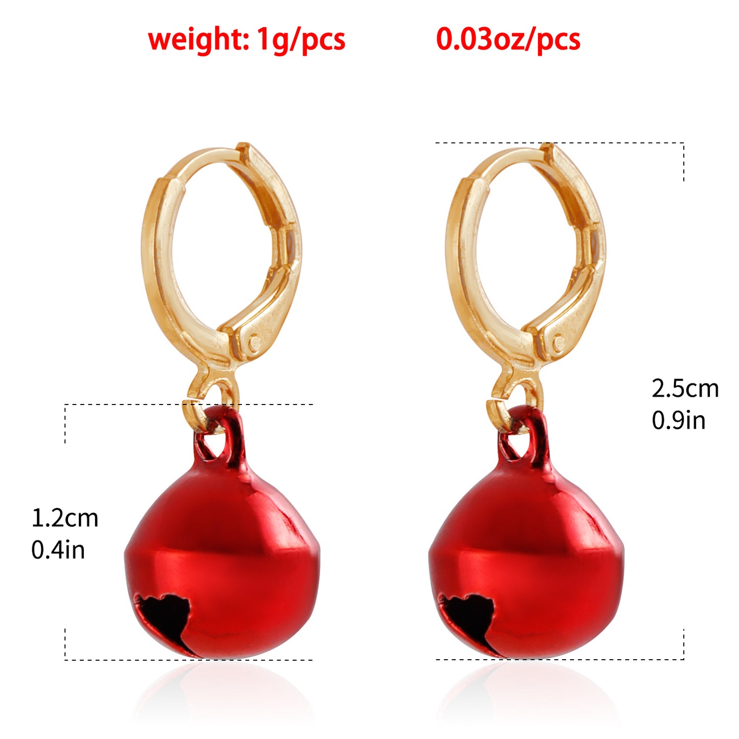 Geometric Christmas Bell Earrings for Women and Men with Plated Metal Finish