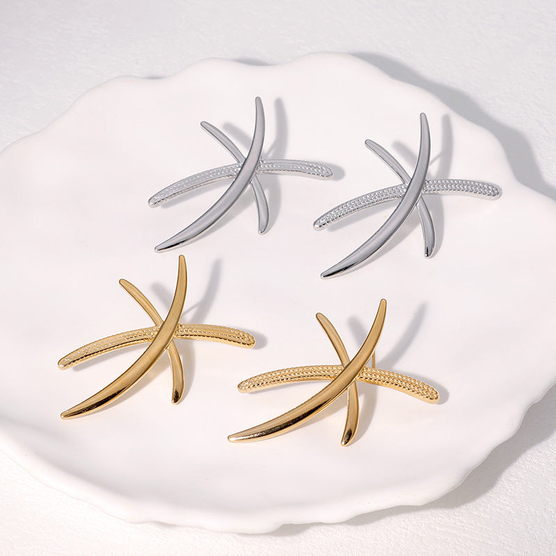 Minimalist Geometric Stainless Steel Stud Earrings with 18K Gold Plating for Women