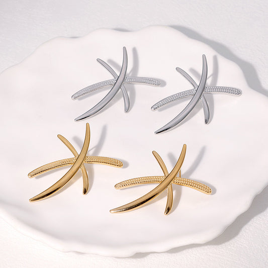 Minimalist Geometric Stainless Steel Stud Earrings with 18K Gold Plating for Women