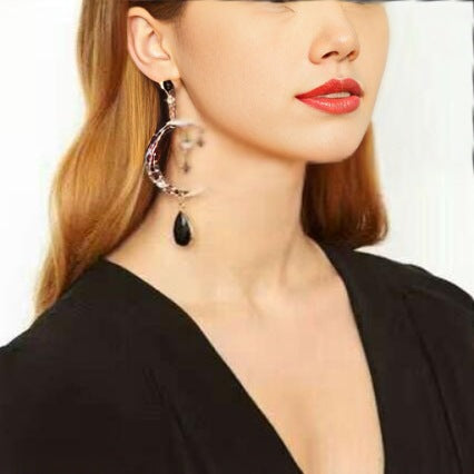Ethnic Style Star and Moon Shaped Resin and Alloy Earrings with Plated Finish for Women