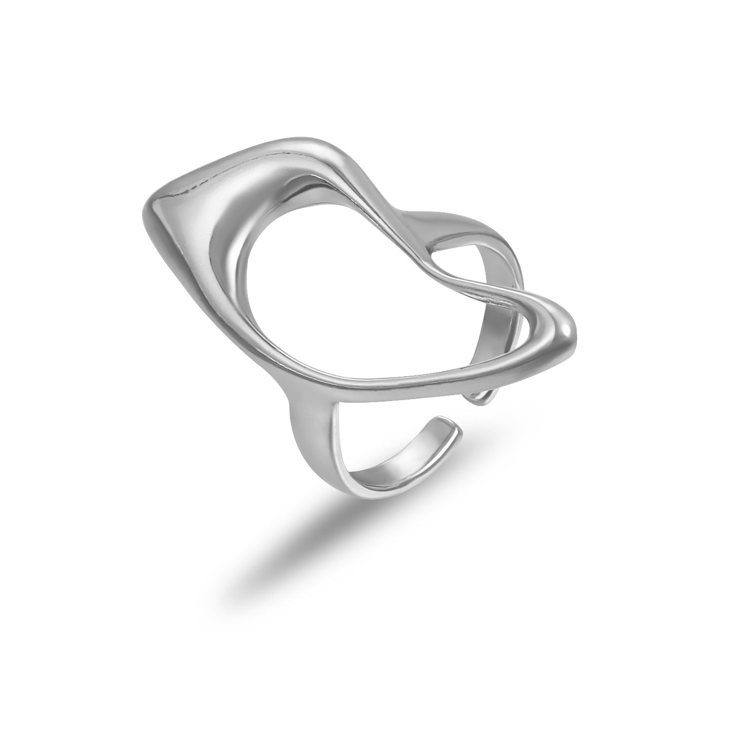 Minimalist Geometric Adjustable Open Ring for Women in Plated Metal