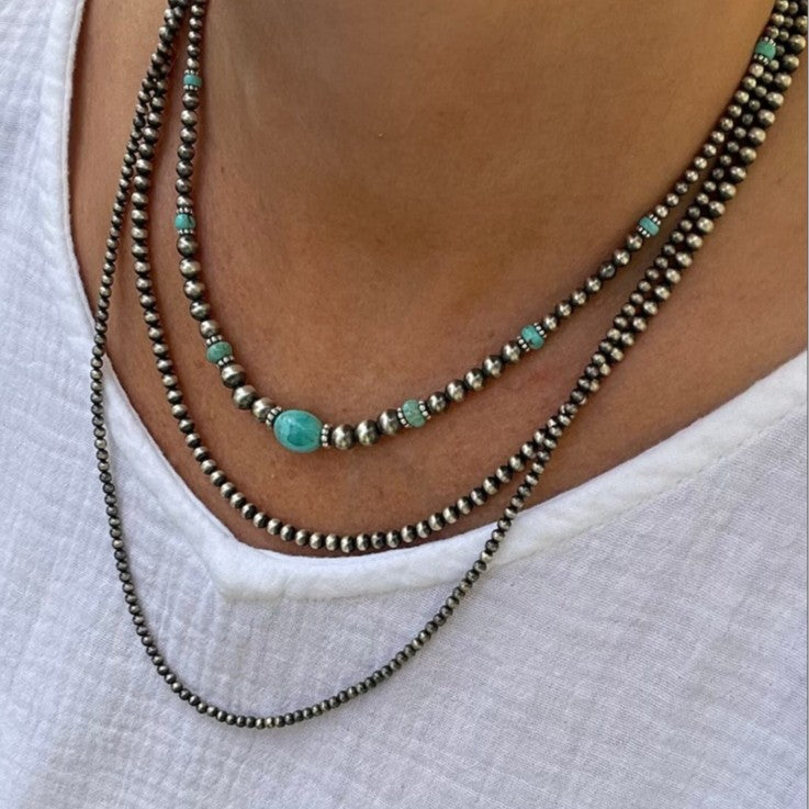 Bohemian Ethnic Handmade Turquoise Geometric Round Beaded Necklace for Unisex