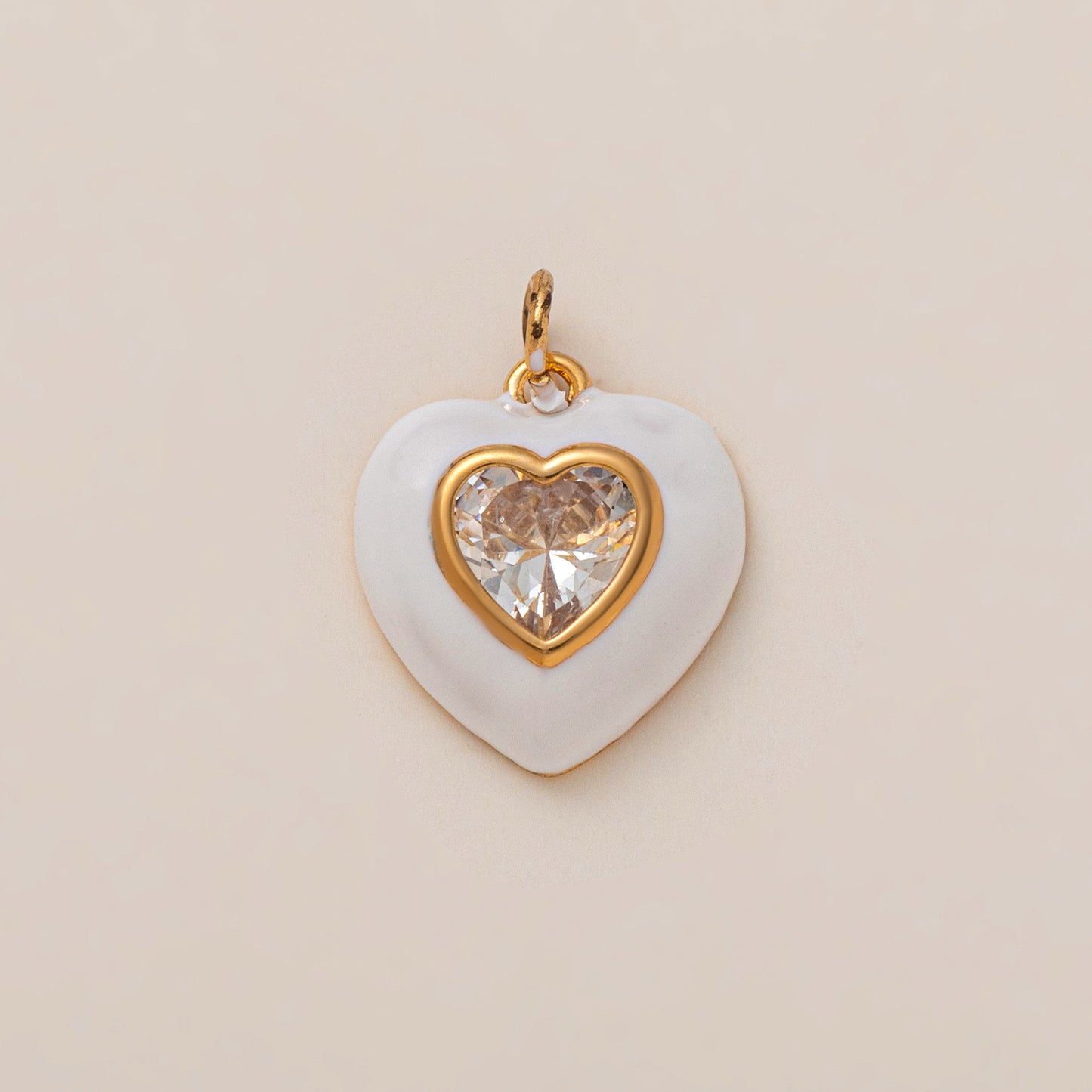 Vintage 18K Gold Plated Brass Heart Moon Charm Bar