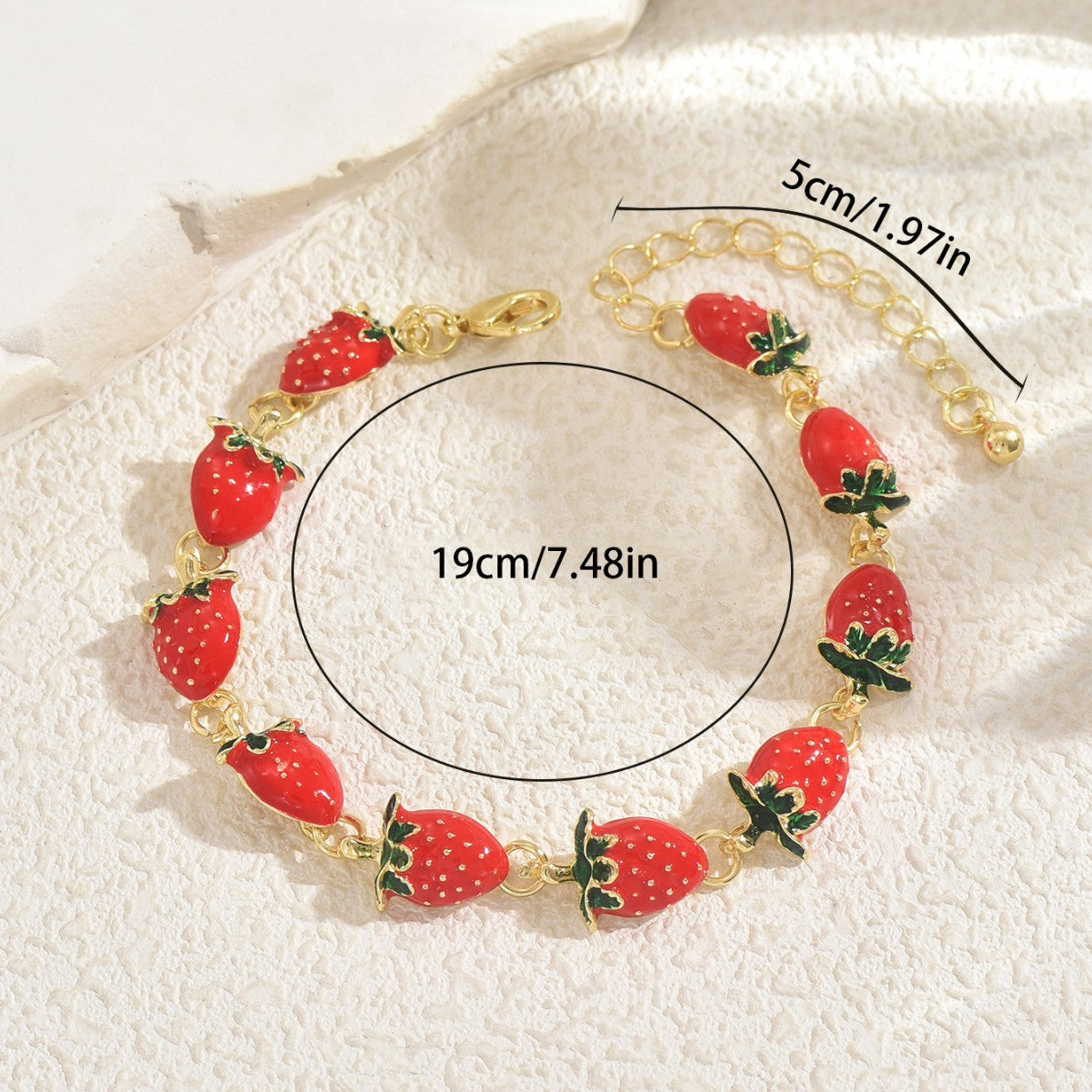 Pulsera geométrica fresca con forma de fresa para mujer hecha de aleación de zinc con acabado esmaltado, joyería de moda y versátil para el día a día