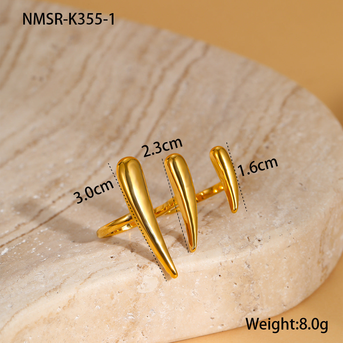 Minimalist Titanium Steel Geometric Adjustable Ring with Gold and Silver Plated Finish for Women