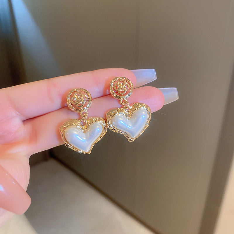 Vintage Floral and Teardrop Shaped Copper Earrings with 925 Silver Posts, Electroplated Finish, Elegant Court-Inspired Retro Ear Jewelry for Women