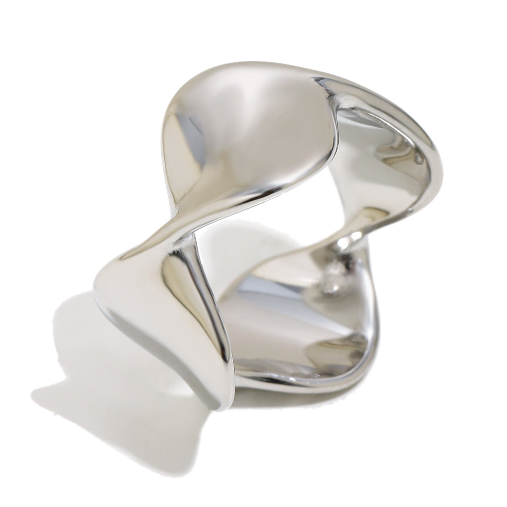 Anello da donna in acciaio inossidabile placcato oro 18 carati, a forma geometrica minimalista
