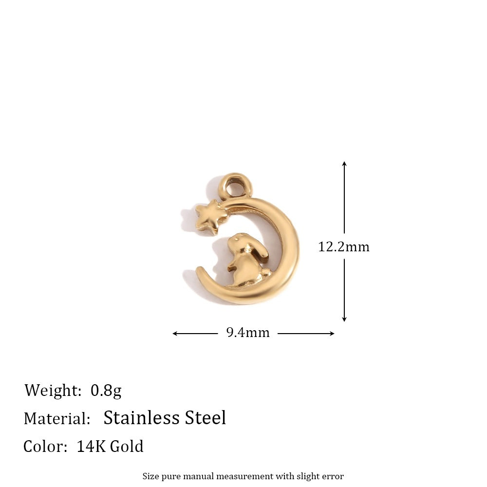 Minimalist Geometric Pendant with 14K Gold Plated Stainless Steel Round Heart Shape and Greek Key Pattern for DIY Jewelry Making