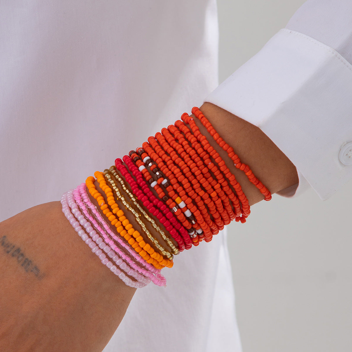 Bohemian Vintage Geometric Glass Beads Bracelet Set Plated Women's Fashion Jewelry