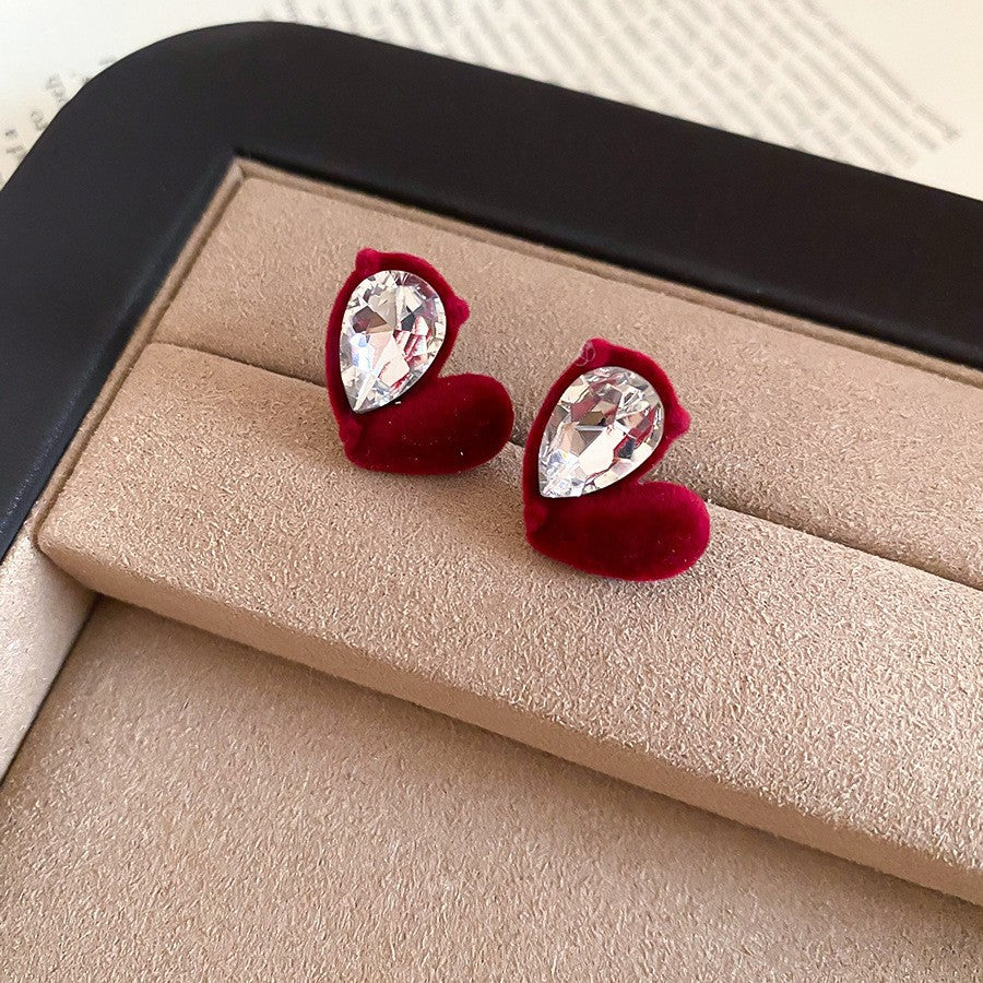 Retro Minimalist Geometric Resin Earrings with Zirconia Accents and 925 Silver Posts for Women