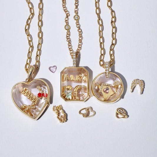 Ciondolo a forma di medaglione geometrico rotondo in ottone placcato oro 18K e acciaio al titanio, con catena a maglie, stile vintage