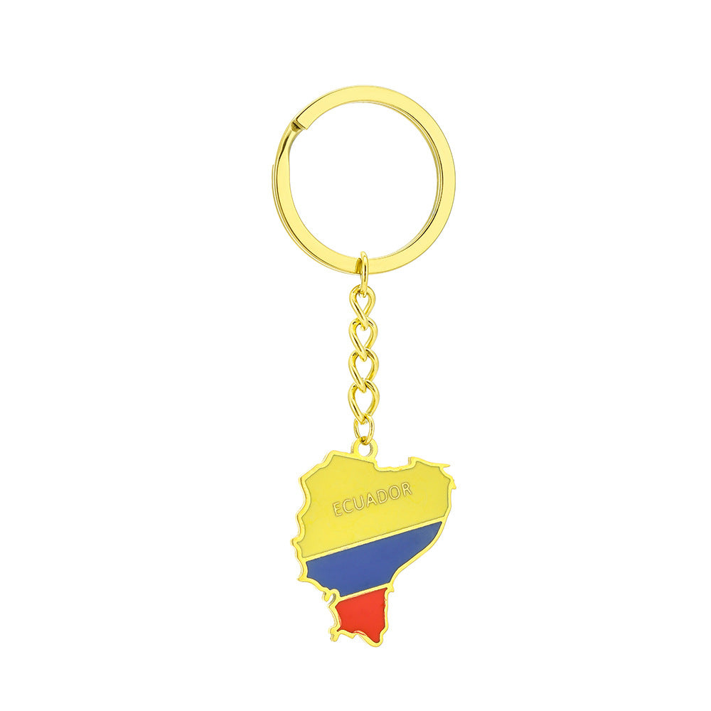 Llavero Colgante de Acero Inoxidable Esmaltado Estilo Étnico Vintage con Motivos Geométricos y Culturales
