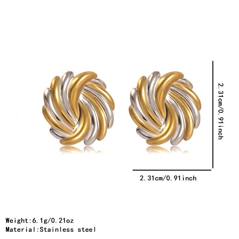 Casual Geometric Triangle Stainless Steel Plated Two-Tone Spiral Earrings