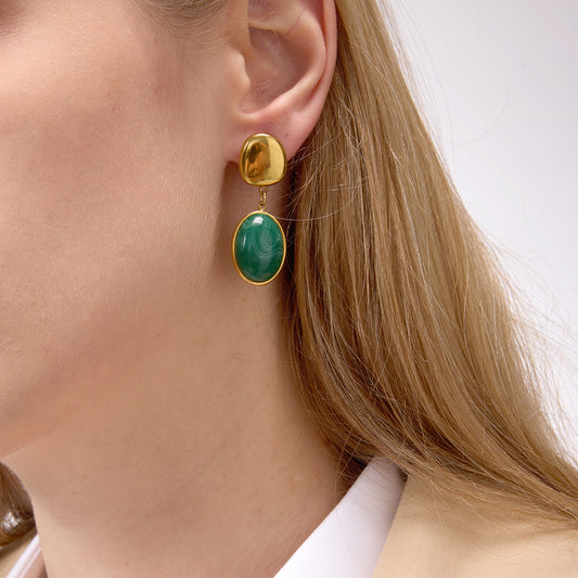 Pendientes Colgantes de Resina Geométrica en Acero de Titanio con Acabado Galvanizado para Mujer Joyería de Moda Lujosa Minimalista