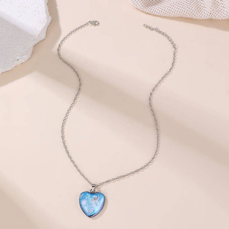 Collar con colgante minimalista de resina en forma de lazo para niños con acabado esmaltado, accesorio de joyería con temática de princesa