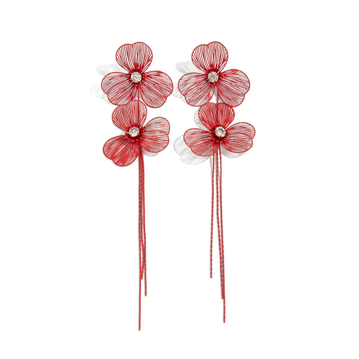 Minimalist Plated Brass Floral Plant Drop Earrings for Women