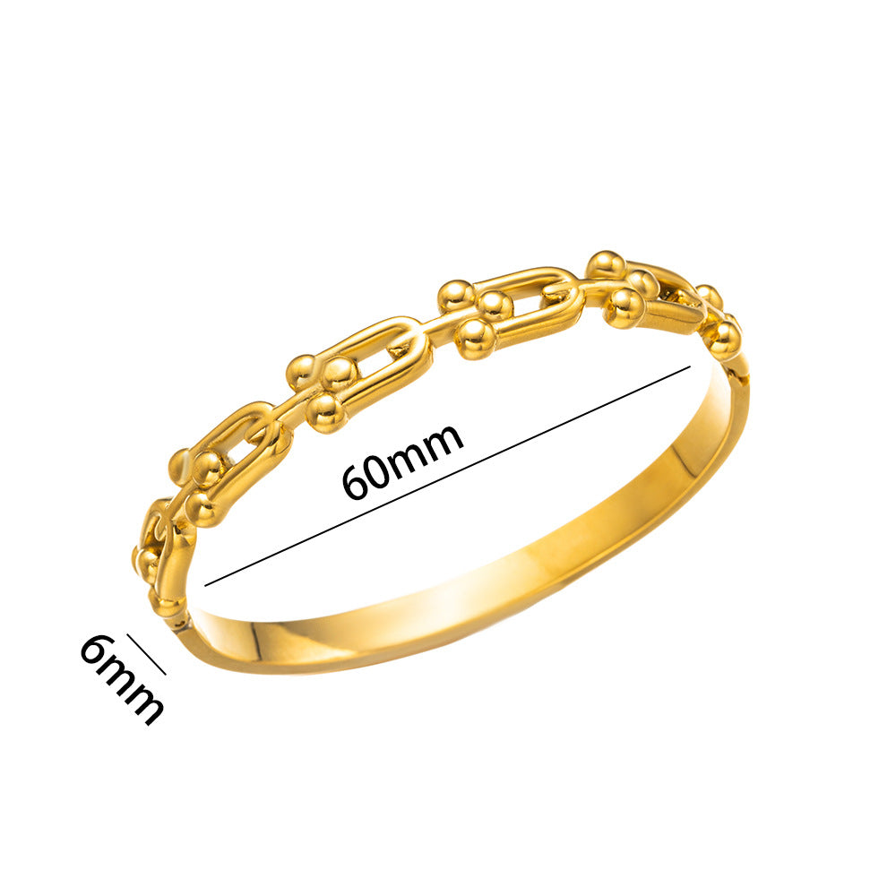 Bracciale minimalista a ferro di cavallo a U in acciaio al titanio con finitura liscia elettrolitica sottovuoto