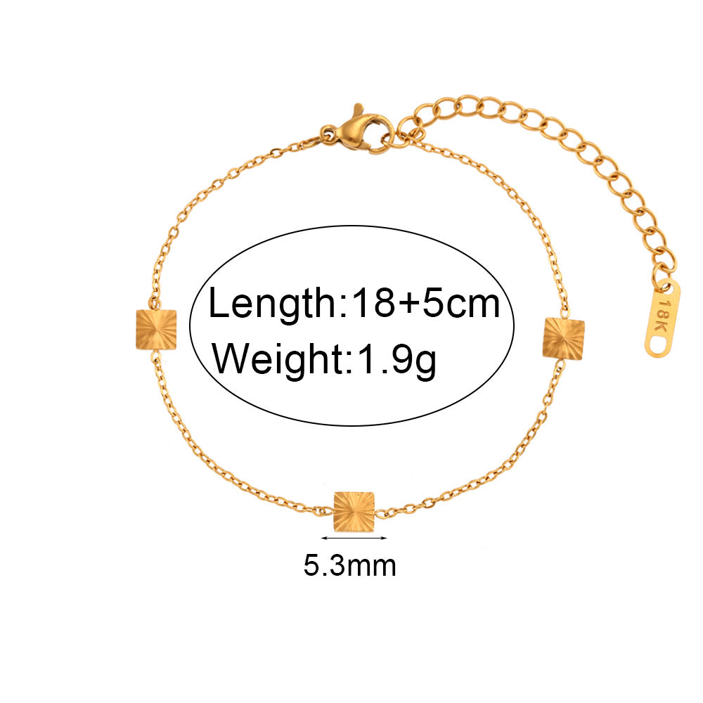 Pulsera fina geométrica minimalista de acero inoxidable chapado en oro de 18 quilates para mujer