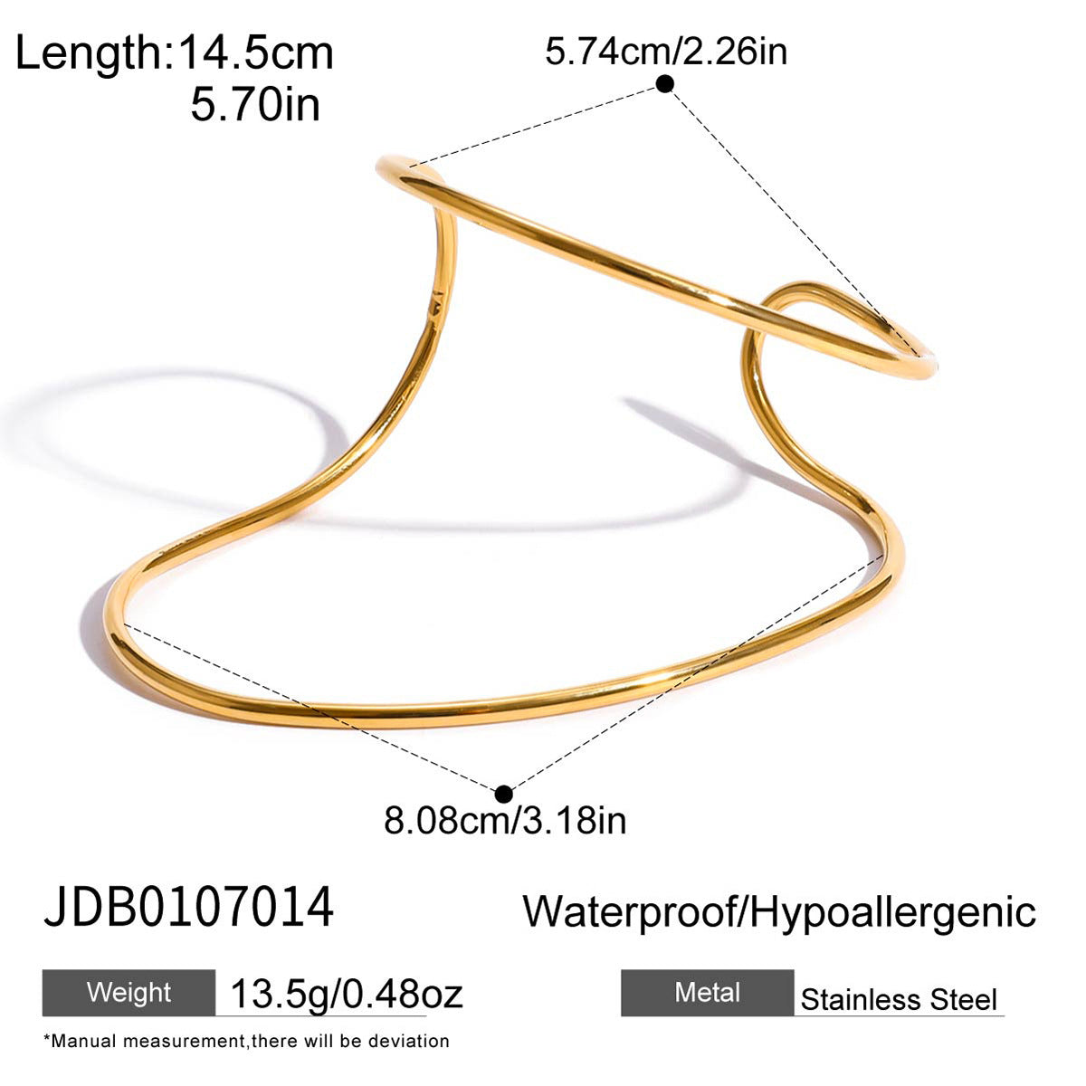 Pulsera minimalista de acero inoxidable con diseño geométrico y baño de oro para mujer