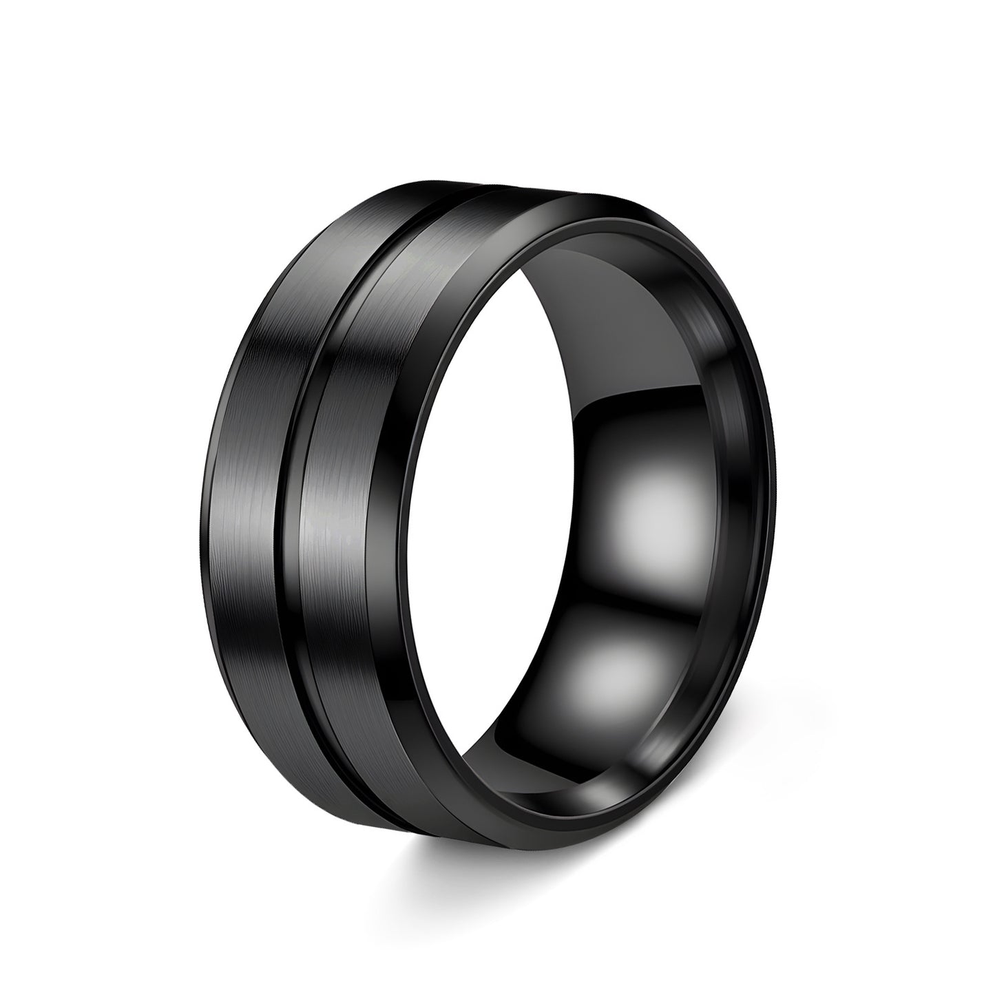 Anello geometrico in acciaio al titanio placcato unisex