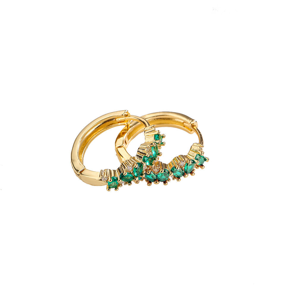 Geometric Hoop Earrings for Women with Copper Base Plated in 18K Gold and Micro-Paved Zirconia