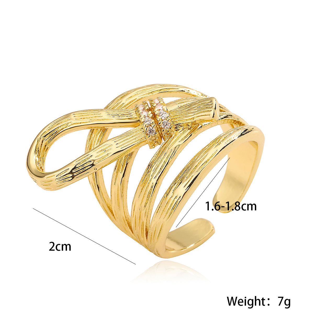 Anello aperto geometrico irregolare da donna in rame placcato oro 18 carati, gioiello di tendenza all'avanguardia