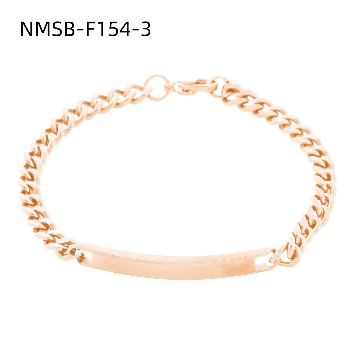 18K Gold Plated Geometric Rectangle Titanium Steel DIY Charm Bar Bracelet for Women