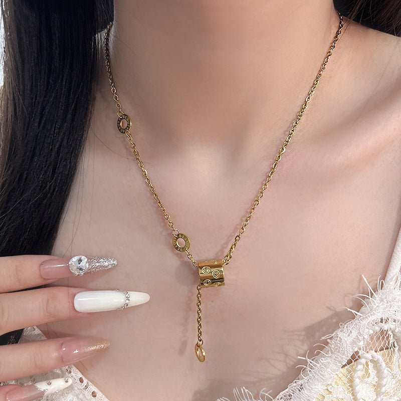 Luxury Elegant Gold Plated Titanium Steel Tassel Necklace