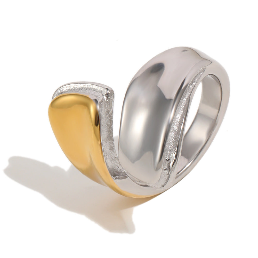 Minimalist Elegant Geometric 18K Gold Plated Stainless Steel Multi-Layer Snake Ring for Women