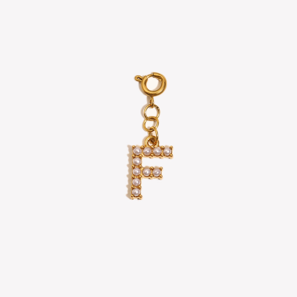 Barretta con Ciondolo a Lettera o Numero in Acciaio Inossidabile Placcato Oro 18K Minimalista da Donna