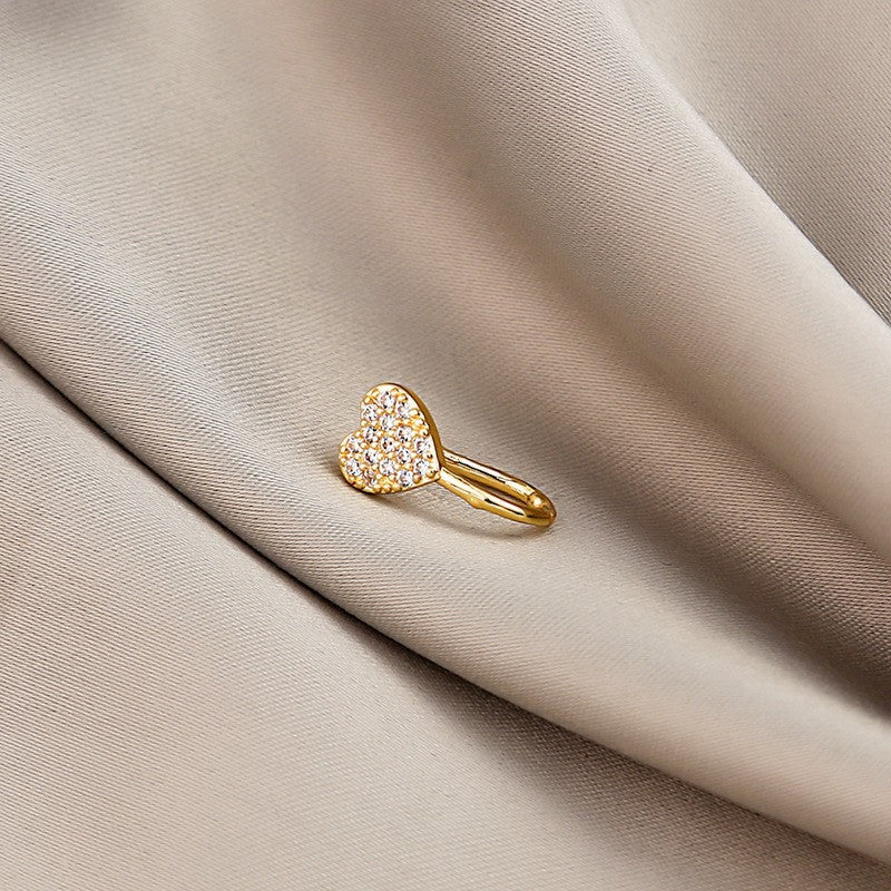 Minimalist Geometric U-Shaped Nose Clip Brass 18K Gold Plated Cubic Zirconia Adjustable Charm Bar